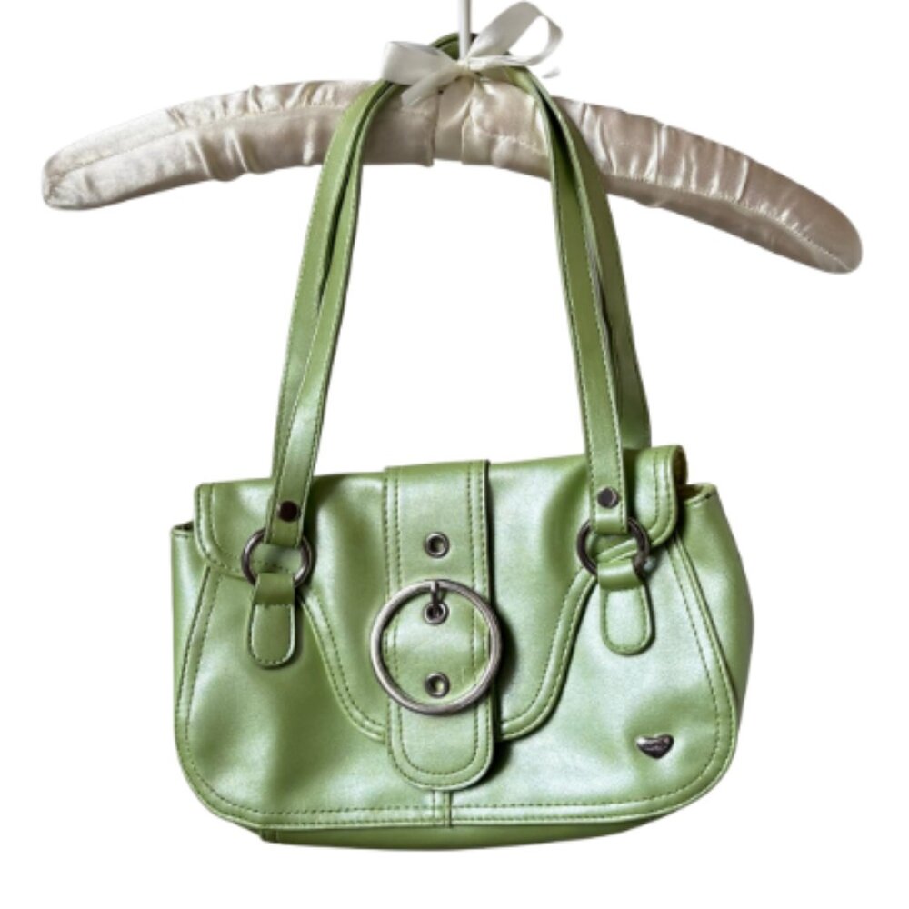Vintage Rampage Matcha Green Metallic Mini Bag with Silver Hardware